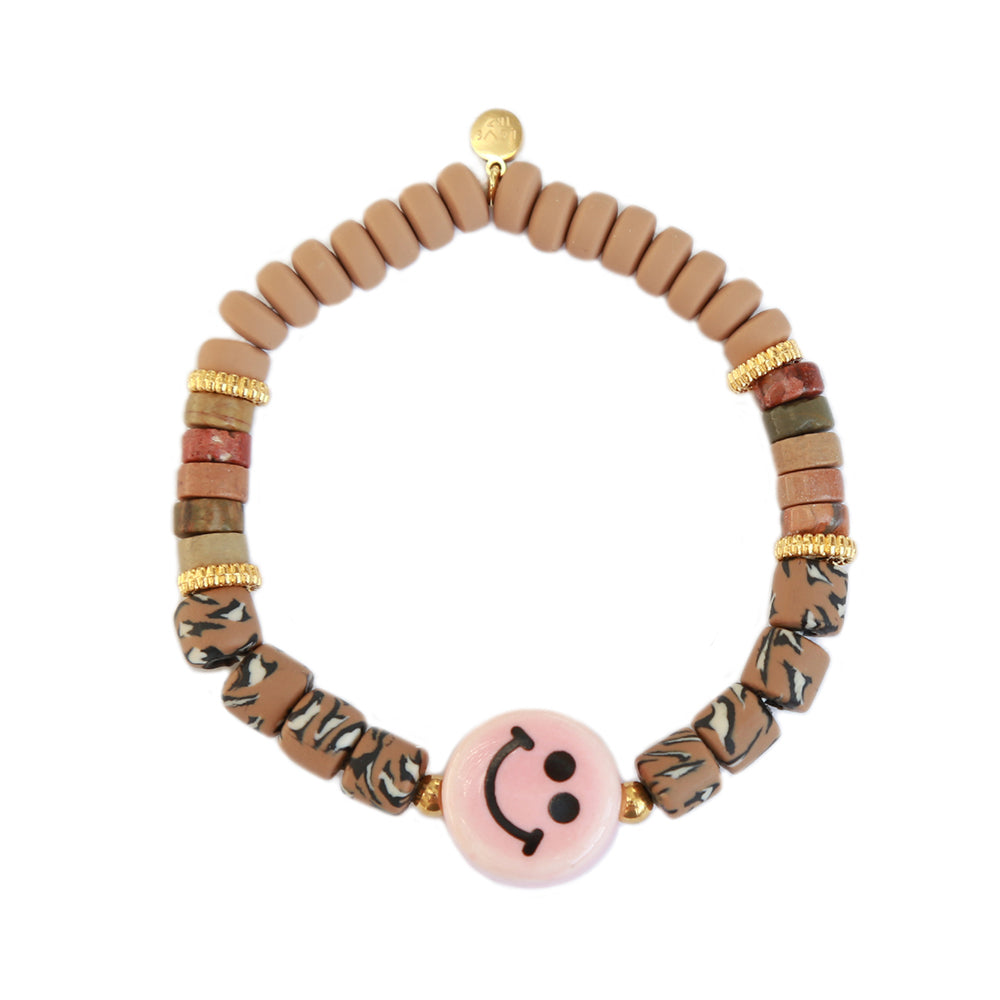 Armband smiley bruin