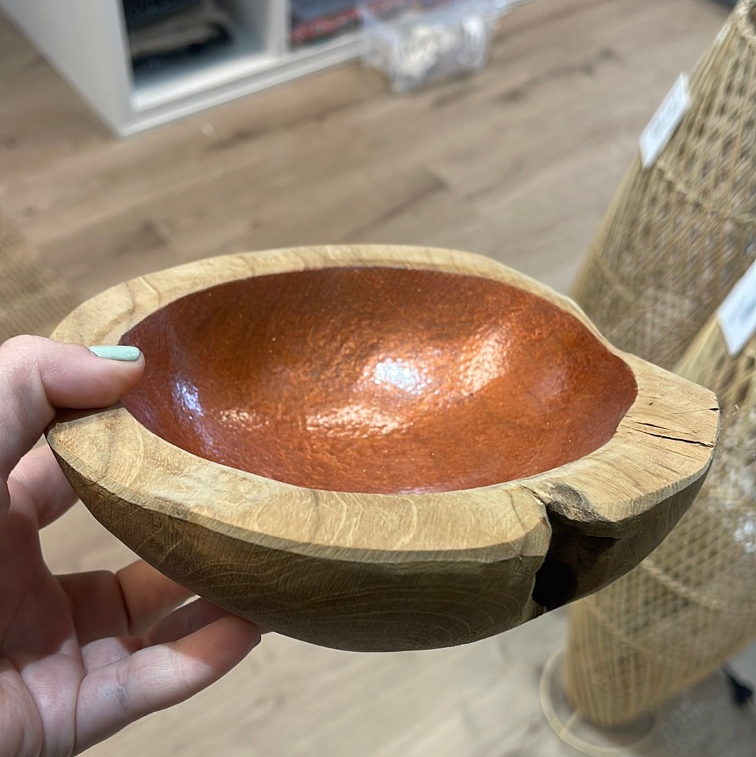 Bowl teak copper