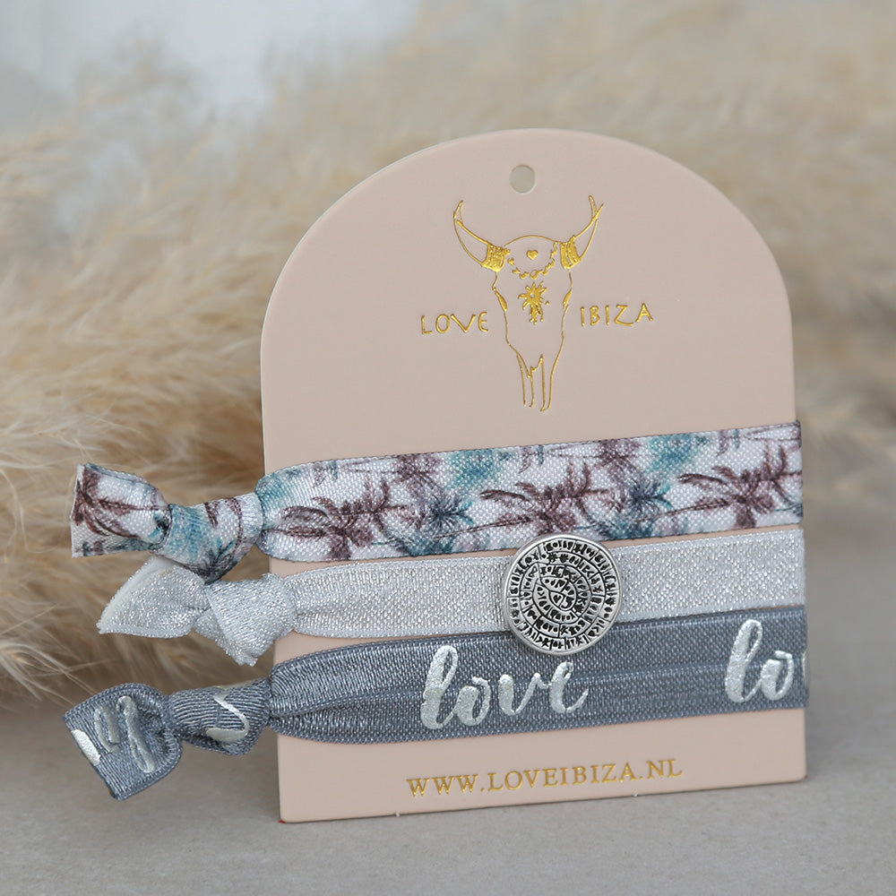 Ibiza elastic bands love silver