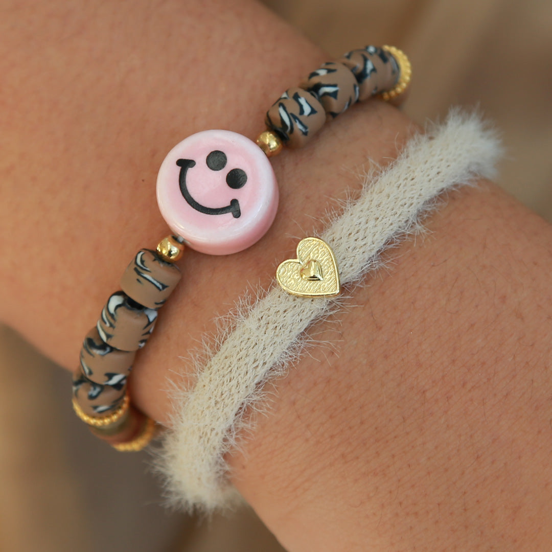 Armband smiley bruin
