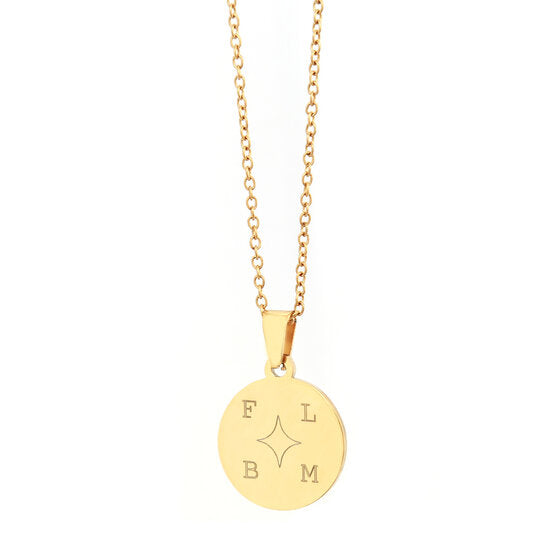 Gegraveerde ketting goud - 4 initials star sparkle