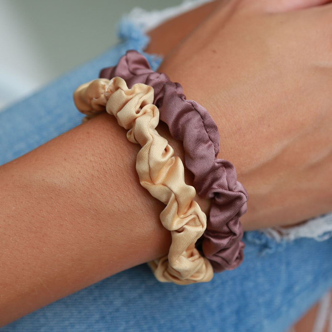 Silky scrunchie set warm brownie