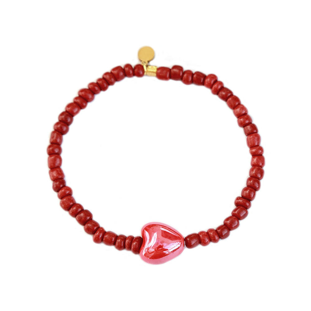Armband stone hart rood