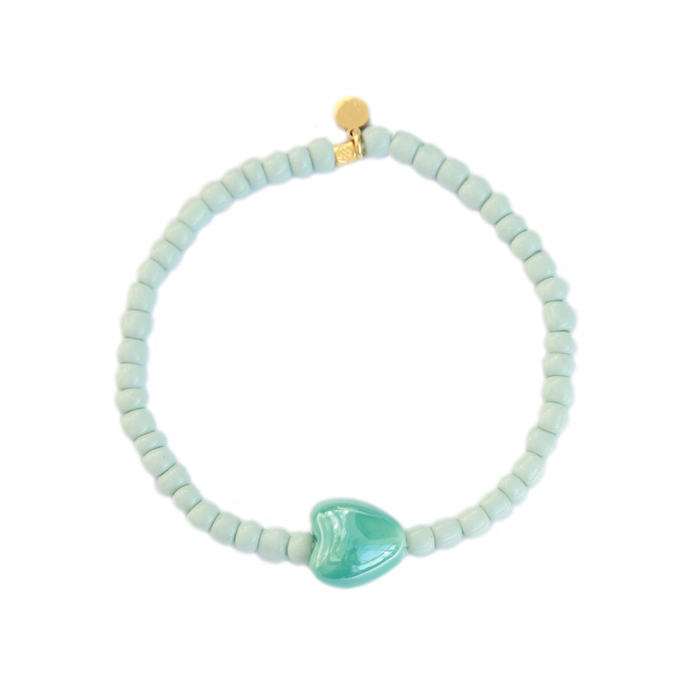 Armband stone hart zeegroen