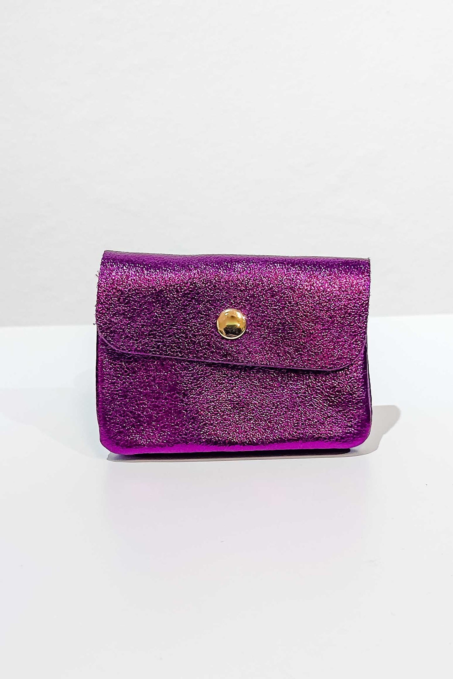Roze/paars glitter portomonneetje (echt leer)