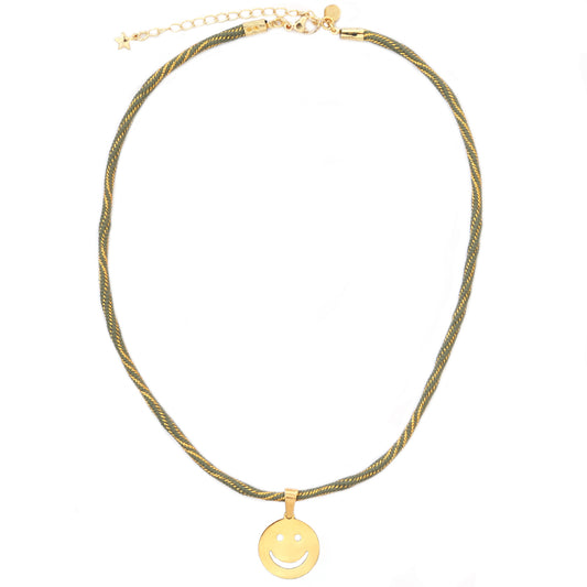 Necklace smiley olive gold