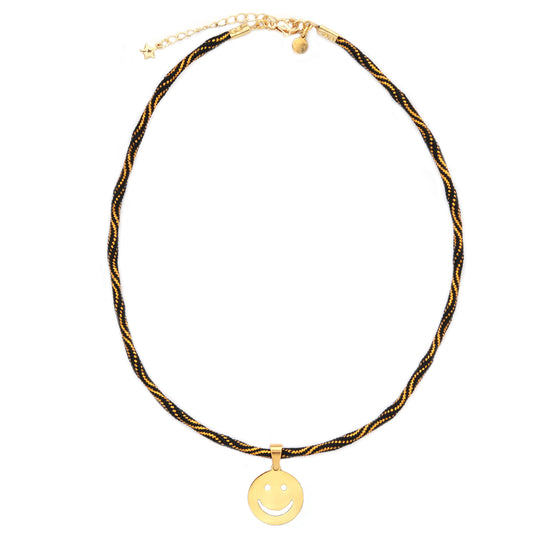 Necklace smiley black gold
