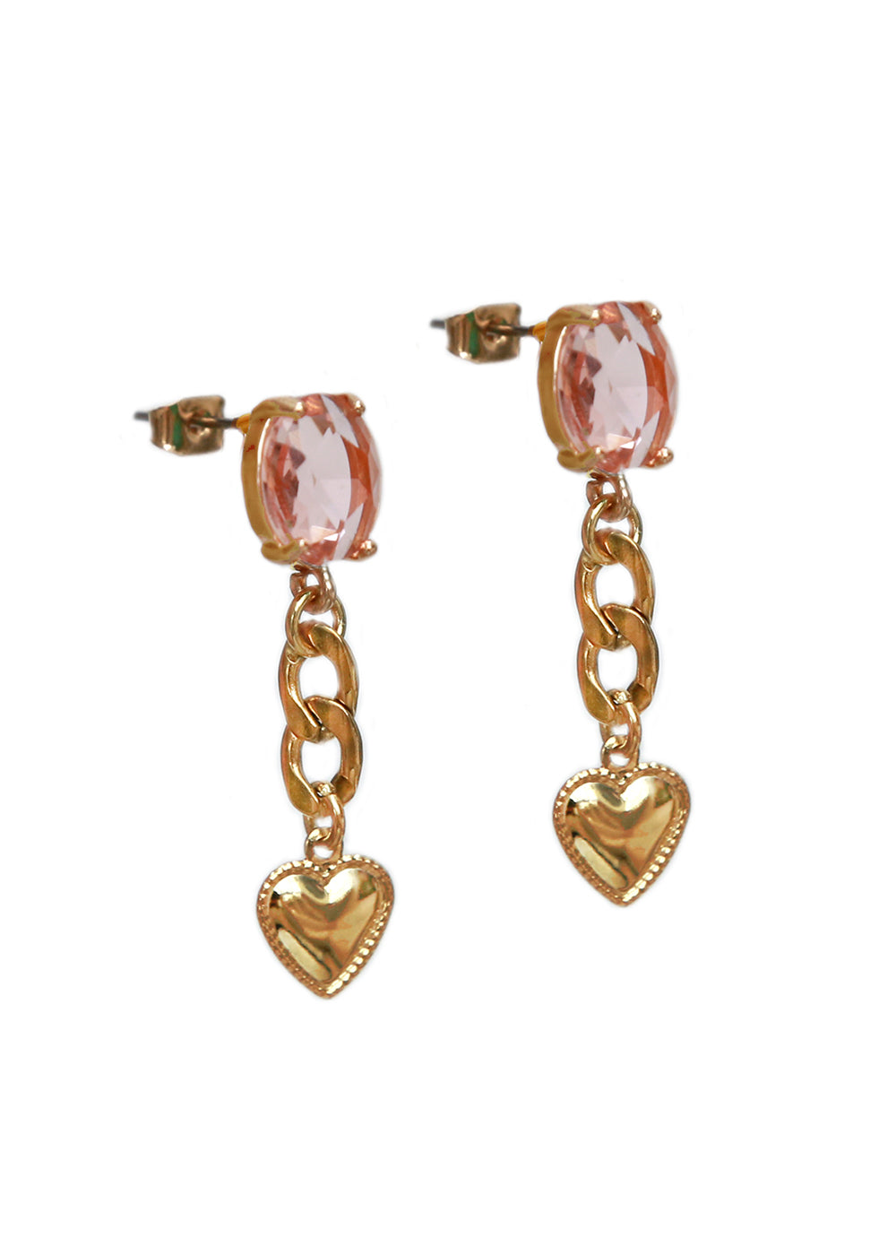 Gouden oorbellen gemrock rosé