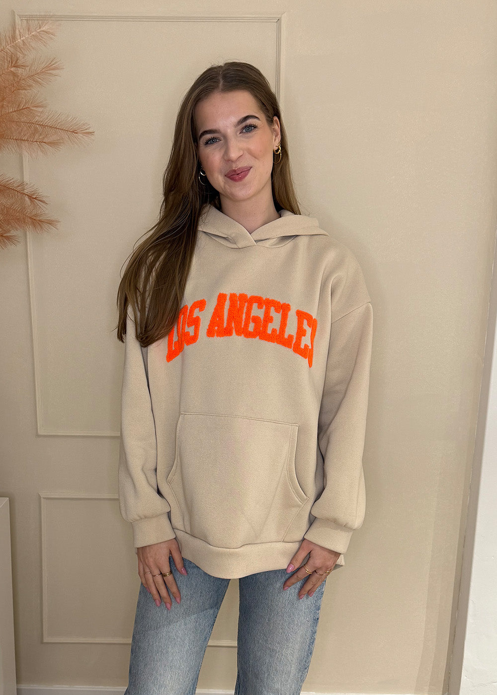 Hoodie Los Angeles beige