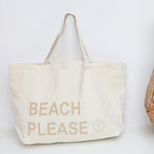 Canvas beach bag beach please beige