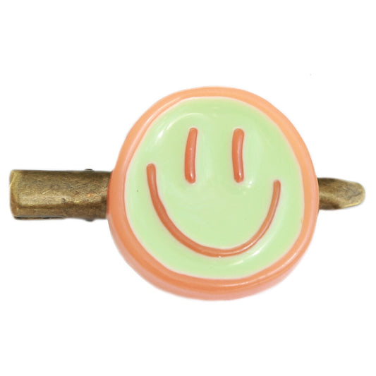 Hair clip smiley brown green